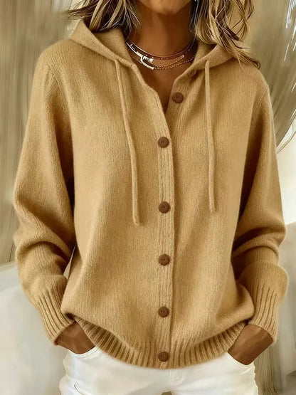 Women's Oversized Hooded Button Knit Cardigan Sweater