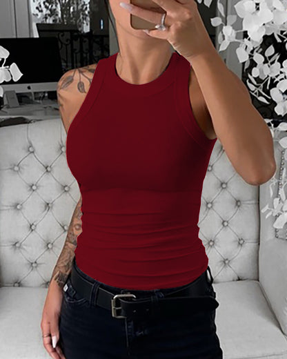 Women's Ribbed Racerback Tank Top Fitted Sleeveless Basic