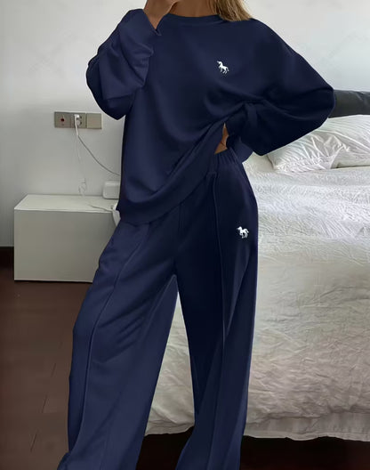 Women's Oversized Embroidered Sweatsuit Lounge Set