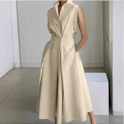 Women's Plus Size V-Neck Printed A-Line Midi Dress