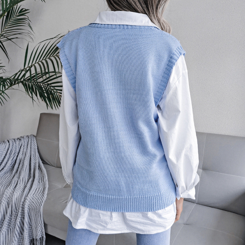 Knit Sweater Vest Women | V Neck Cable Knit Pullover
