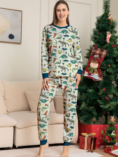 Animal Dinosaur Parent-Child Printed Christmas Pajama Set