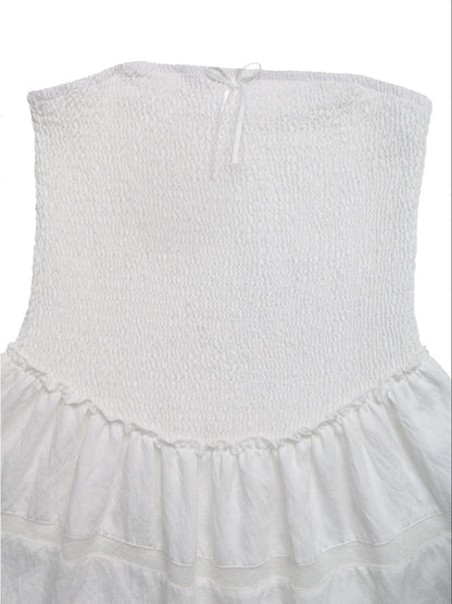Summer Smocked Tube Dress Women Sweet Mini Party Outfit