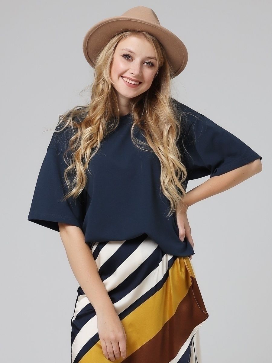 Solid Cotton T Shirt Loose Fit Crewneck Casual Top