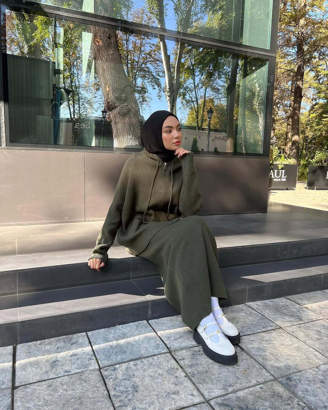 Women's Hooded Knit Sweater 2 Piece Casual Matching Set