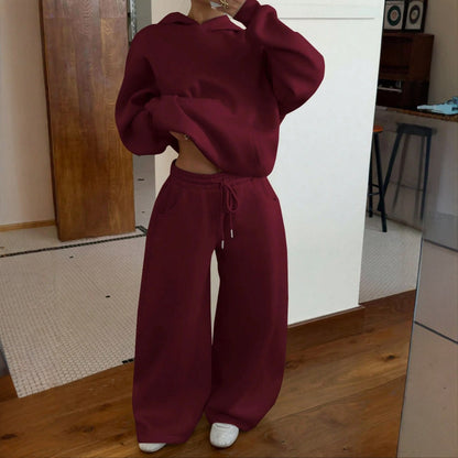 Women's Oversized Fleece Hoodie & Wide Leg Sweatpants Set
