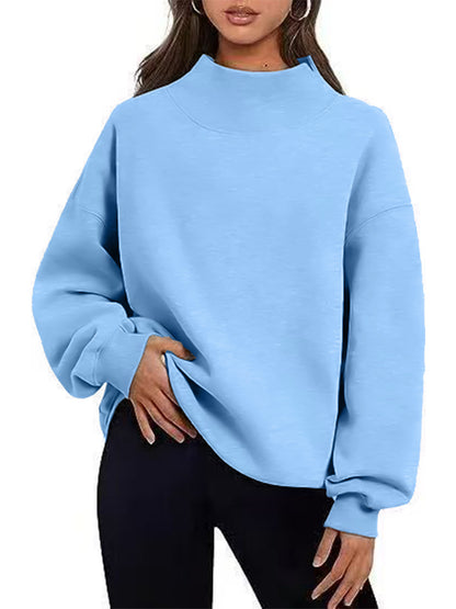 Women's Oversized Mock Neck Sweatshirt Pullover