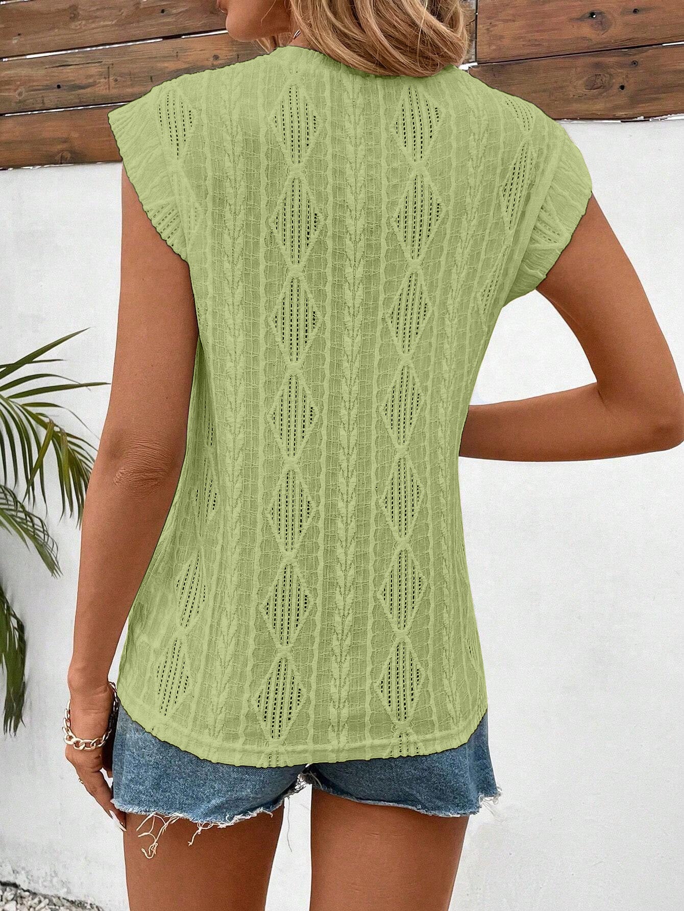 Women's Jacquard Sleeveless Top – Casual Summer Tank Blouse
