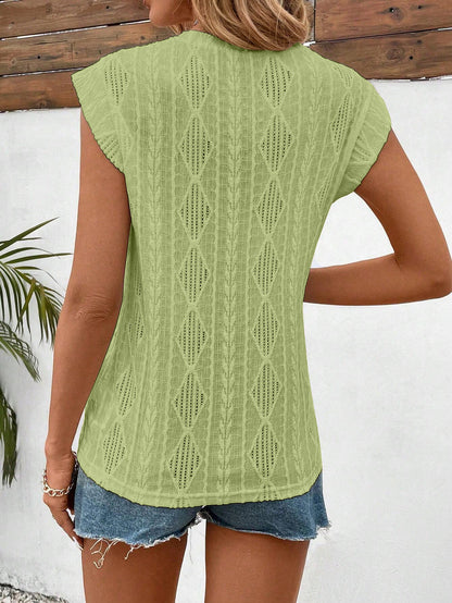 Women's Jacquard Sleeveless Top – Casual Summer Tank Blouse