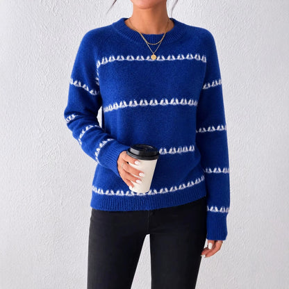 Oversized Crewneck Fair Isle Sweater Vintage Knit Pullover