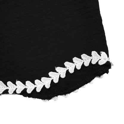 Black Contrast Trim Sleeveless Top and Shorts Set