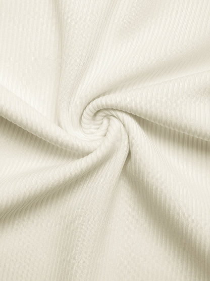 Beige Bow Detail Ribbed Knit Short Sleeve Sweater Top