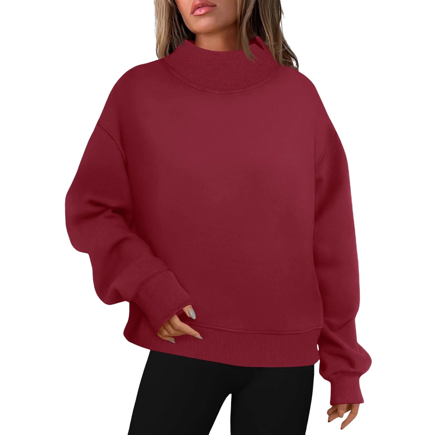 Women's Oversized Mock Neck Sweatshirt Pullover