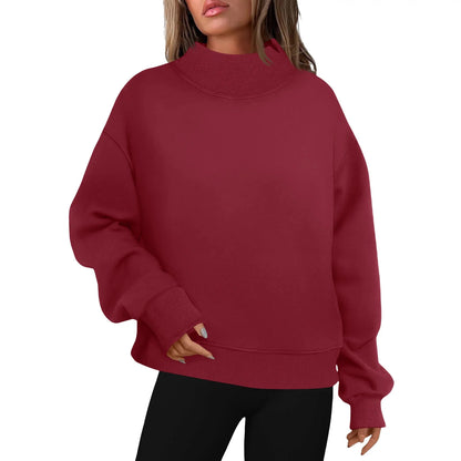 Women's Oversized Mock Neck Sweatshirt Pullover