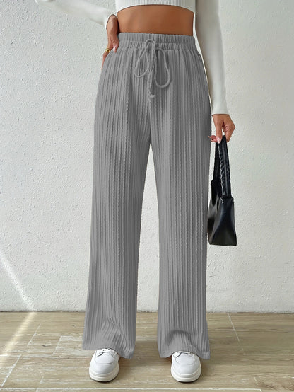 Textured Knit High Waist Wide Leg Lounge Pants