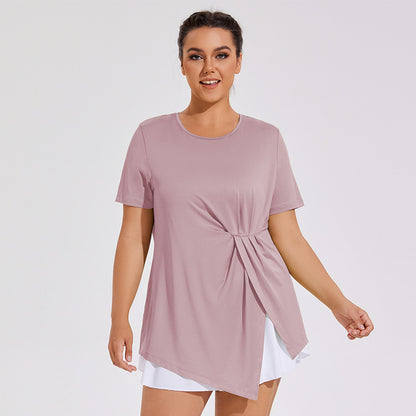 Plus Size Quick-drying Loose Running Sports Cover-up Fitness Running Short-sleeved Women's Short-sleeved T-shirt Yoga Clothes