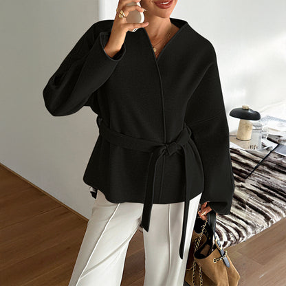Women's Belted Wrap Blazer Long Sleeve Casual Jacket