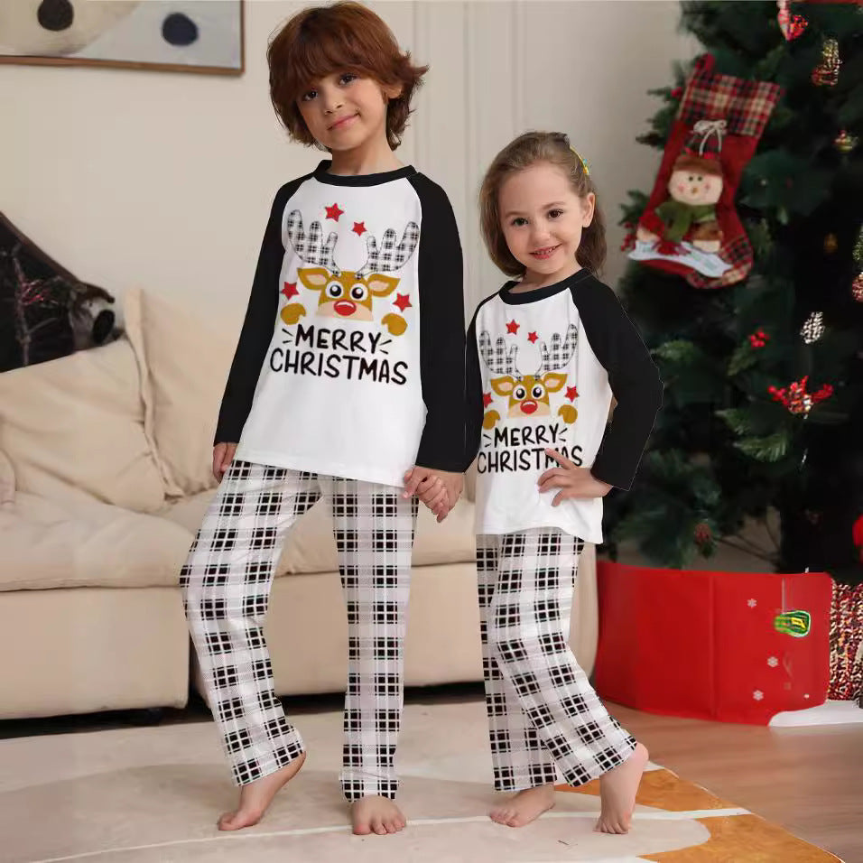 Deer Letter Plaid Parent-child Outfit Printed Loungewear Christmas Pajamas