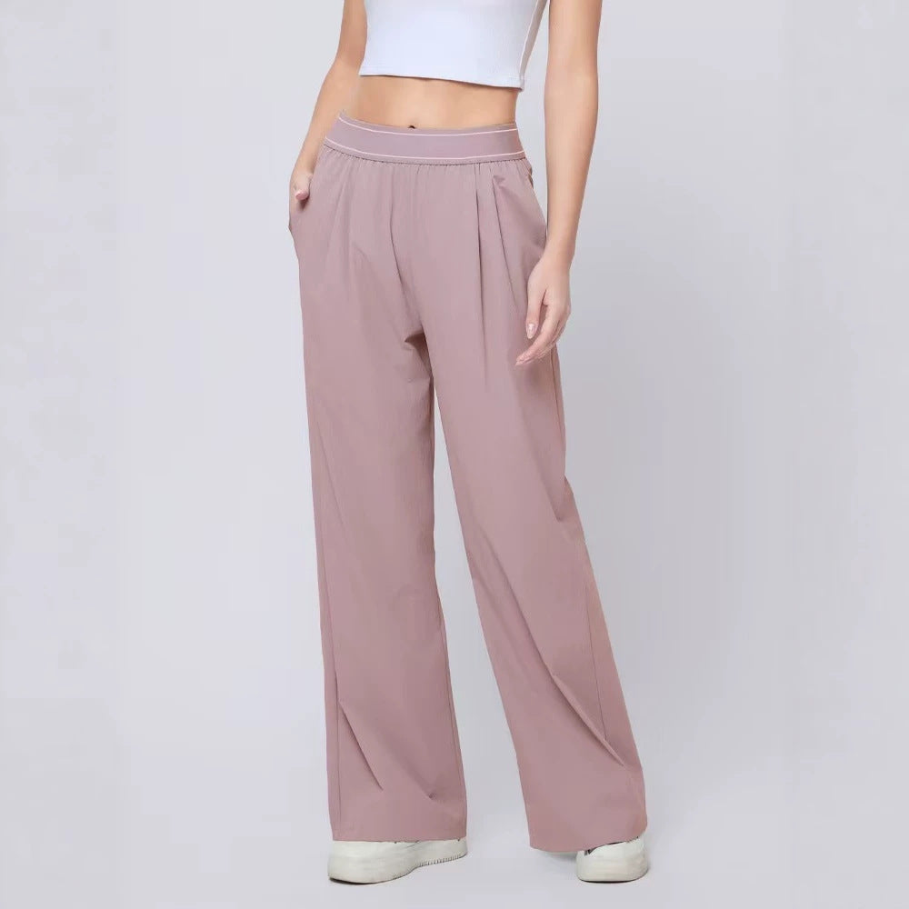 High Waisted Wide Leg Yoga Pants Quick Dry Elastic Waist
