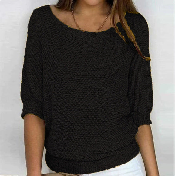 Lightweight Knit Sweater Dolman Sleeve Pullover Top