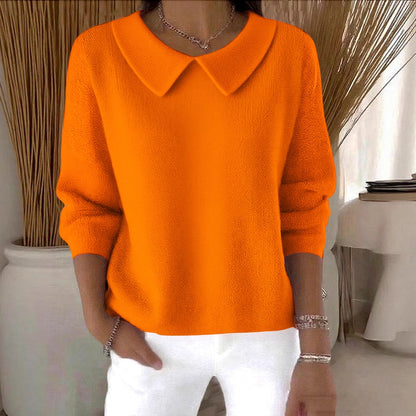 Women's Peter Pan Collar Long Sleeve Loose Casual Pullover
