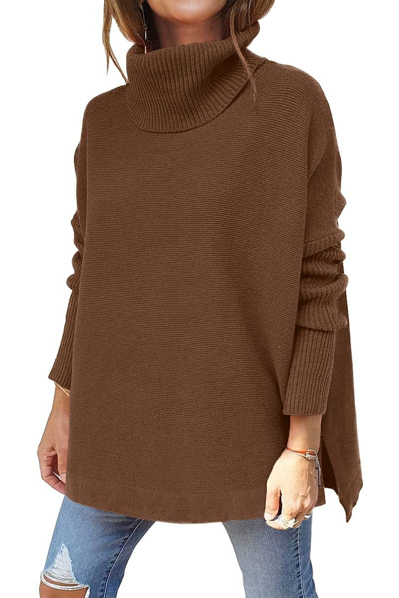 Women's Oversized Turtleneck Batwing Sleeve Sweater Tunic