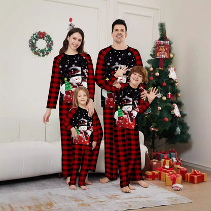 Christmas Snowman Cane Sugar Snowflake Parent-child Christmas Pajamas