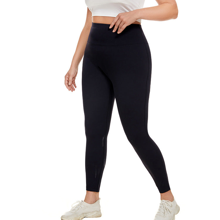 Puls Size Tight Plus Fleece Yoga Pants Nude Contrast Color Fitness Sports Pants