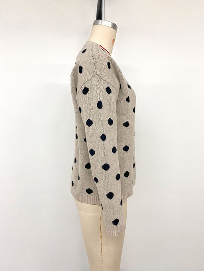Women's Oversized Polka Dot Crew Neck Knit Sweater