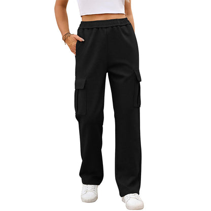 Women's High-Waisted Cargo Joggers – Loose Fit, Multi-Pocket Pants