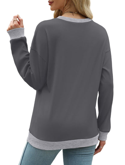 Colorblock Crewneck Pullover Sweatshirt for Women
