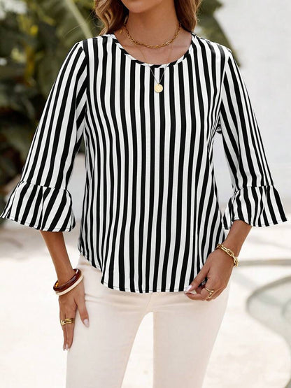Women's Striped 3/4 Sleeve Casual Office Blouse