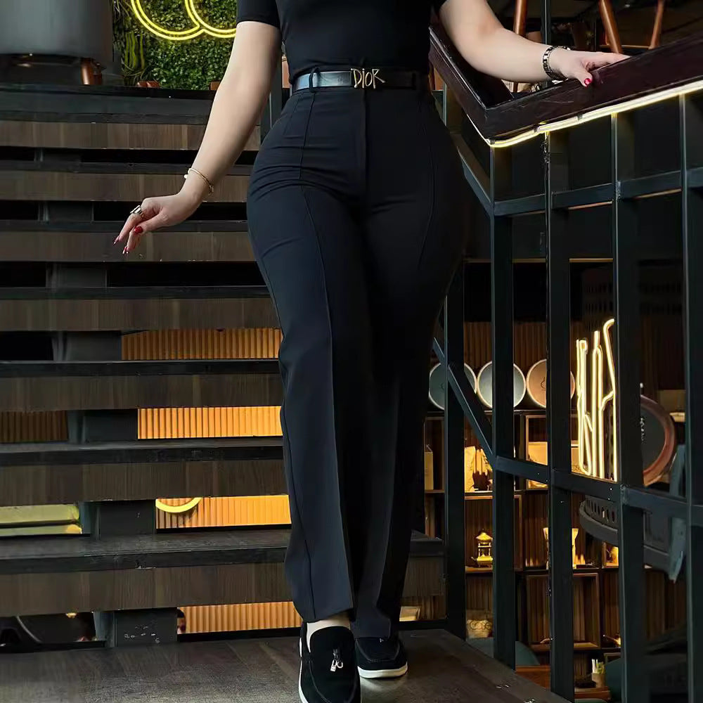 Women's High Waisted Tailored Straight Leg Dress Pants