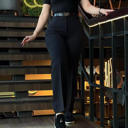 Women's High Waisted Tailored Straight Leg Dress Pants