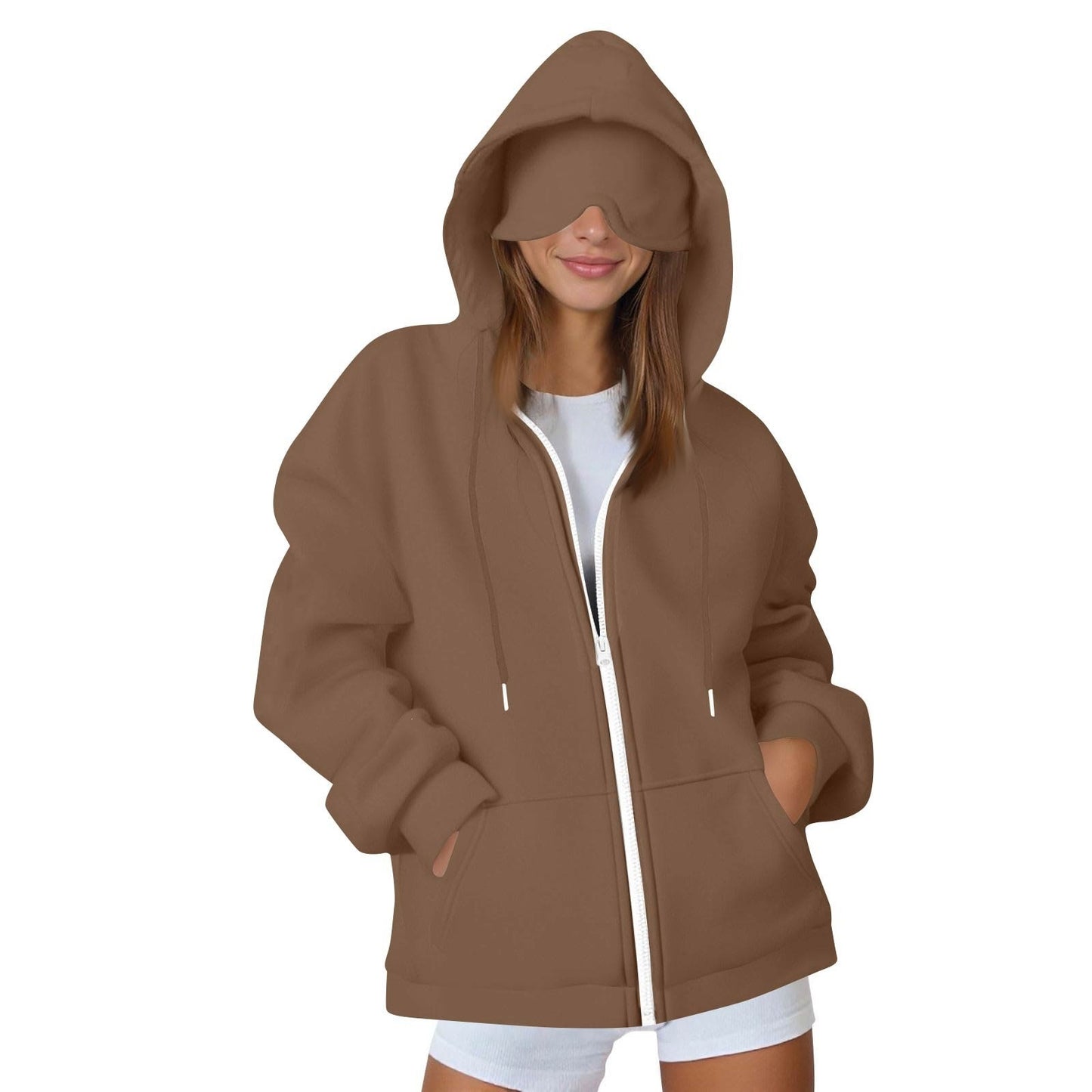 Oversized Zip Up Hoodie Women with Pockets