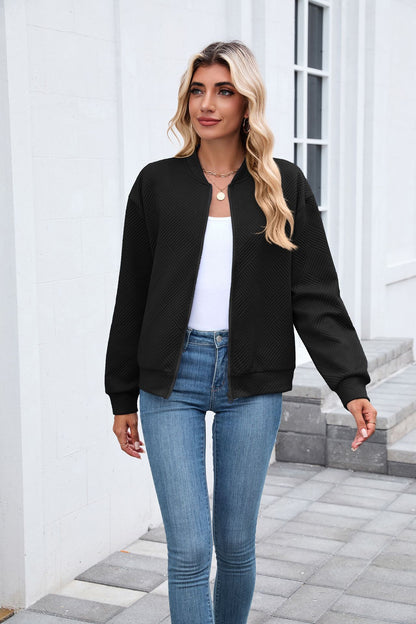 Women's Casual Zip Up Sweatshirt Jacket Long Sleeve Quilted