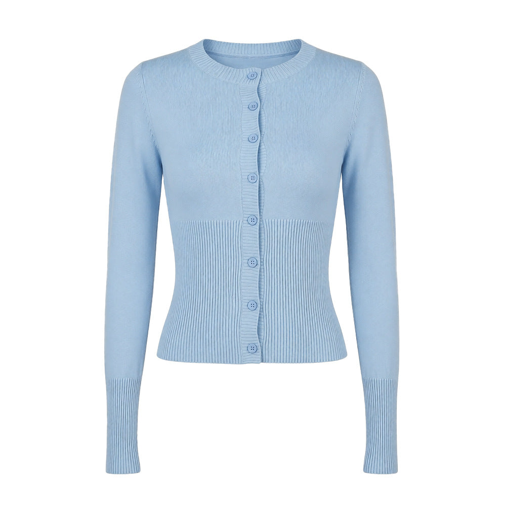 Women's Fitted Button Front Long Sleeve Knit Cardigan