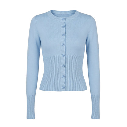Women's Fitted Button Front Long Sleeve Knit Cardigan