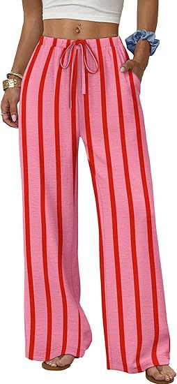 Women's Wide Leg Palazzo Pants Drawstring Waist with Pockets