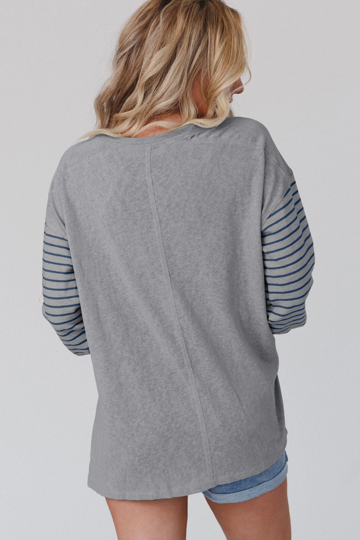 Striped Colorblock Long Sleeve Casual Top for Women