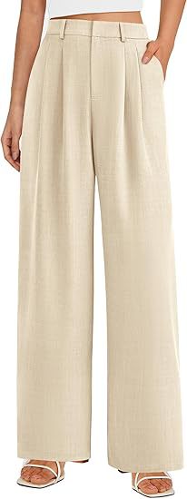 High Waist Wide Leg Trousers with Pockets