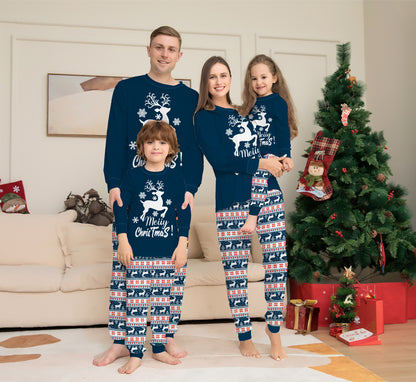 Fawn letter parent-child print loungewear pajamas christmas set