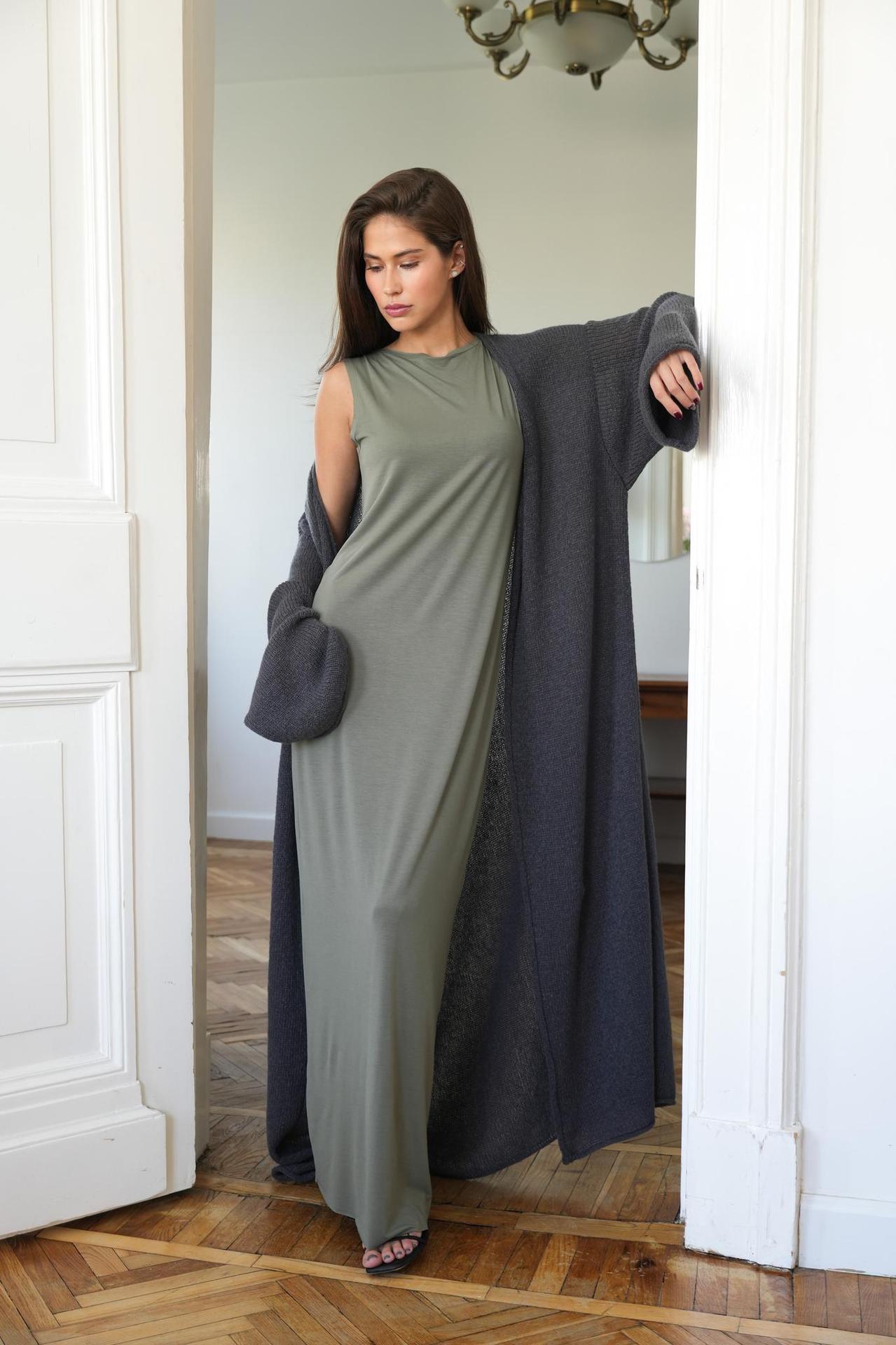 Oversized Mohair Knit Long Cardigan Open Front Sweater