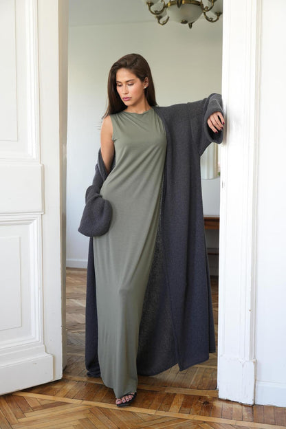 Oversized Mohair Knit Long Cardigan Open Front Sweater