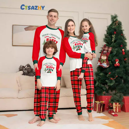 Christmas Gift Plaid Letter Parent-child Package Printed Christmas Pajamas