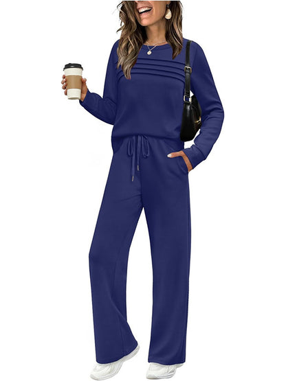 Women's 2 Piece Lounge Set Long Sleeve Wide Leg Pants