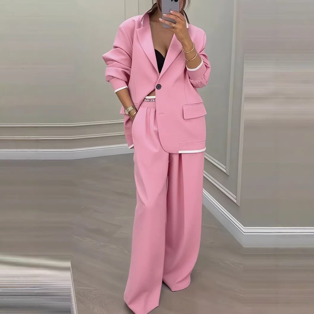 Women's Oversized Blazer Wide Leg Pant Suit Set