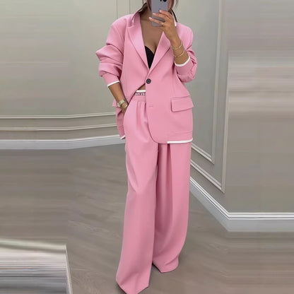 Women's Oversized Blazer Wide Leg Pant Suit Set
