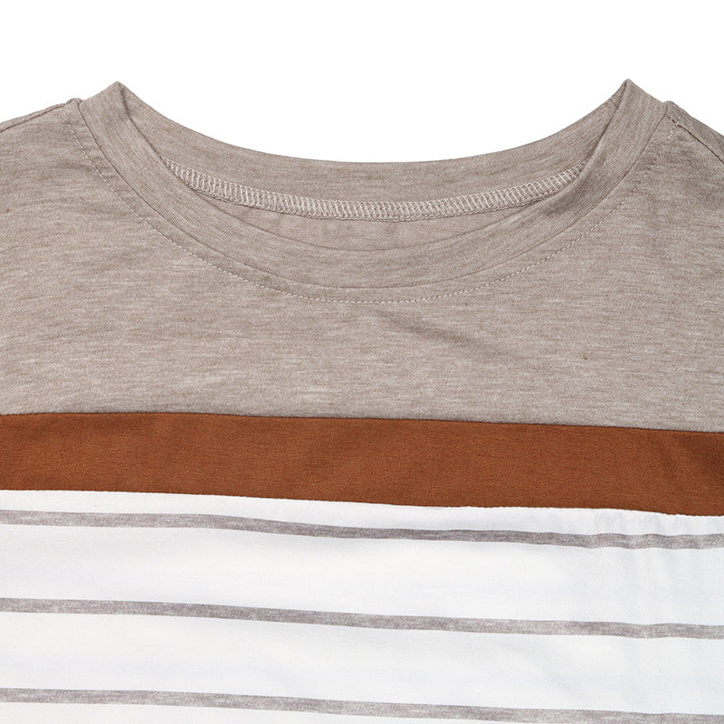 Retro Striped Long Sleeve T-Shirt for Women Casual Layering Top