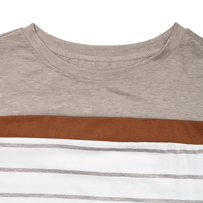 Retro Striped Long Sleeve T-Shirt for Women Casual Layering Top
